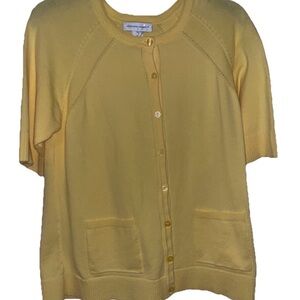 Christopher Banks Cardigan Womens Medium Yellow Button Up Casual Top